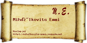 Mihálkovits Emmi névjegykártya